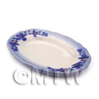 Miniature 41mm x 54mm White Ceramic Plate Decorated with Flower
