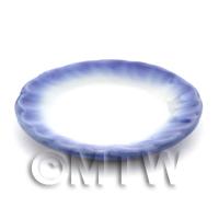 25mm Dolls House Miniature White Ceramic Blue Edged Plate