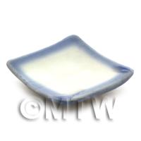 29mm Dolls House Miniature White Ceramic Blue Edged Plate