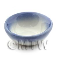 21mm Dolls House Miniature White Ceramic Blue Edged Bowl