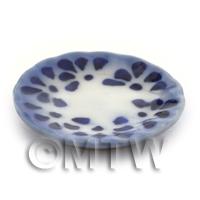 Dolls House Miniature 25mm Blue Spotted Patterned Edge Plate