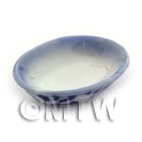 Dolls House Miniature 20mm x 26mm Blue Spotted Serving Dish 