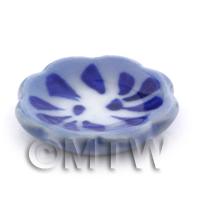Dolls House Miniature 15mm Blue Spotted Floral Edge Side Plate