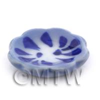 Dolls House Miniature 15mm Blue Spotted Floral Edge Side Plate