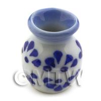 Dolls House Miniature Traditional Style Blue Spotted Vase