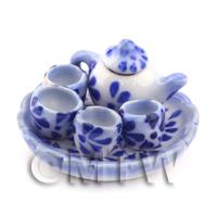 Dolls House Miniature Blue Spotted Tea Service