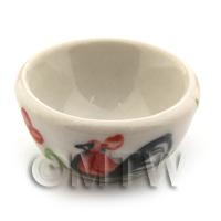 22mm Dolls House Miniature White Ceramic Cockerel Bowl