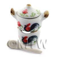 Dolls House Miniature Cockerel Motif Fondue Set