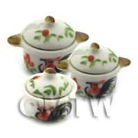 Miniature Ceramic Cockerel 3 Piece Serving Set