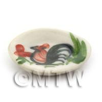 20mm Dolls House Miniature White Ceramic Cockerel Plate