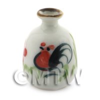 Dolls House Miniature Ceramic Cockerel Motif Vase