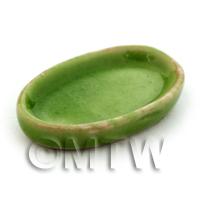 Dolls House Miniature 14mm x 23mm Oval Green Plate 