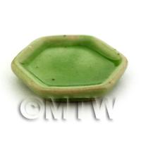 17mm Dolls House Miniature Green Heaxagonal Plate