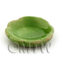 16mm Dolls House Miniature Green Scalloped Edged Plate