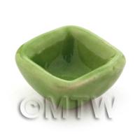 12mm Ceramic Dolls House Miniature Green Square Bowl