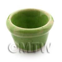 14mm Dolls House Ceramic Miniature Green Plant Pot