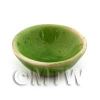 16mm Ceramic Dolls House Miniature Green Bowl