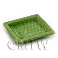 1/12th scale - [OOS]Ceramic 35mm x 40mm Dolls House Miniature Green Plate