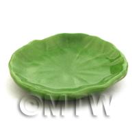 Dolls House Miniature 32mm x 37mm Green Leaf Design Plate