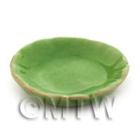 1/12th scale - 25mm Dolls House Miniature Green Fluted Edge Plate
