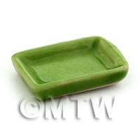 13mm x 20mm Dolls House Miniature Green Plate