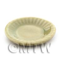 23mm Dolls House Miniature Green Spotted Plate With a Fluted Edge