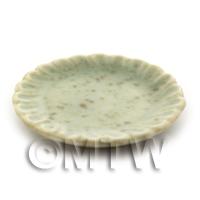 34mm Dolls House Miniature Green Spotted Plate With a Fluted Edge