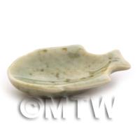 Dolls House Miniature 24mm x 37mm Green Spotted Fish Shaped Plate