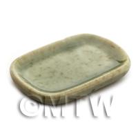 Dolls House Miniature 31mm x 50mm Green Spotted Plate