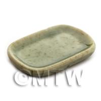 Dolls House Miniature 31mm x 50mm Green Spotted Plate