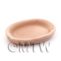 Dolls House Miniature 17mm x 22mm Salmon Glazed Ceramic Oval Plate