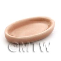 Dolls House Miniature 14mm x 24mm Salmon Glazed Ceramic Oval Plate