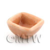 12mm Dolls House Miniature Salmon Glazed Ceramic Square Bowl