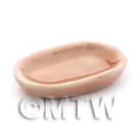 Dolls House Miniature 12mm x 20mm Salmon Glazed Ceramic Oval Plate