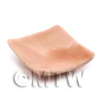 29mm Dolls House Miniature Salmon Glazed Ceramic Square Plate 