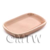 Dolls House Miniature 50mm x 32mm Salmon Glazed Ceramic Plate