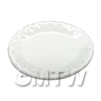 45mm Dolls House Miniature White Ceramic Plate With Fluted Edge