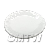 53mm Dolls House Miniature White Ceramic Plate With Fluted Edge