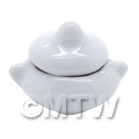 Small Dolls House Miniature White Glazed Ceramic Oven Pot