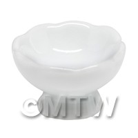 25mm Dolls House Miniature White Ceramic Scalopped Edge Fruit Bowl