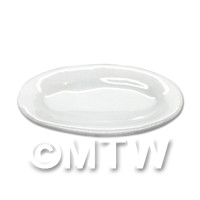 1/12th scale - Dolls House Miniature 21mm x 32mm White Glazed Ceramic Plate