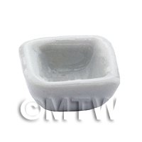 13mm Dolls House Miniature White Glazed Ceramic Square Bowl