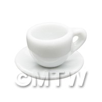 Dolls House Miniature White Ceramic Round Cup and Saucer