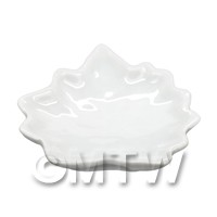 44mm x 44mm Dolls House Miniature White Ceramic Leaf Shaped Plate