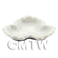 45mm x 48mm Dolls House Miniature White Ceramic Leaf Shaped Plate