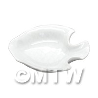 Dolls House Miniature White Glazed Ceramic Fish Shaped Plate