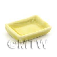 Dolls House Miniature 13mm x 20mm Yellow Glazed Ceramic Plate