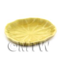 32mm x 38mm Dolls House Miniature Yellow Glazed Ceramic Leaf Design Plate 