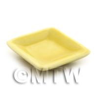 22mm Dolls House Miniature Yellow Glazed Ceramic Square Plate