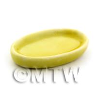 14mm x 24mm Dolls House Miniature Yellow Glazed Ceramic Oval Plate
